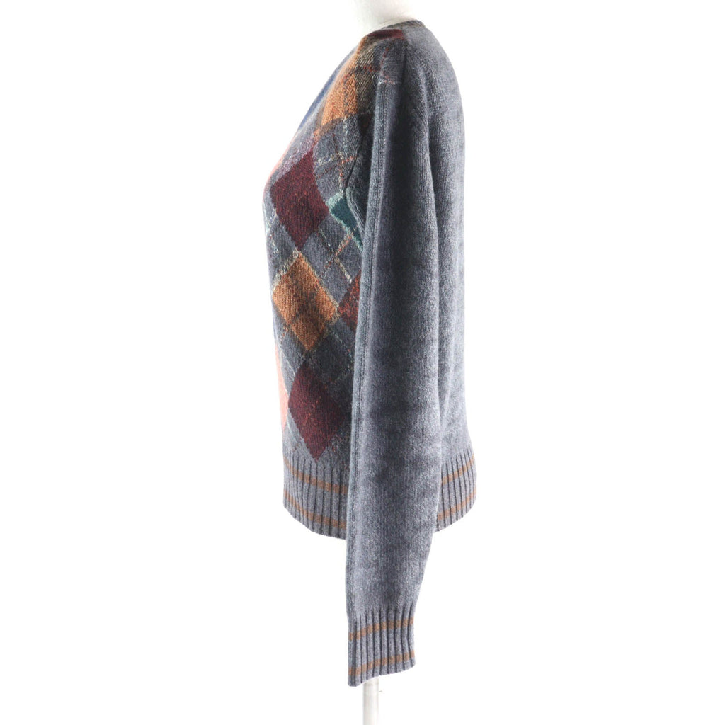 Christian Dior Bee Embroidery Argyle Pattern Cashmere Knit