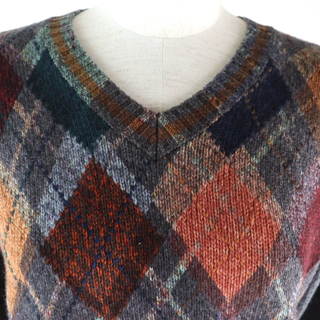 Christian Dior Bee Embroidery Argyle Pattern Cashmere Knit