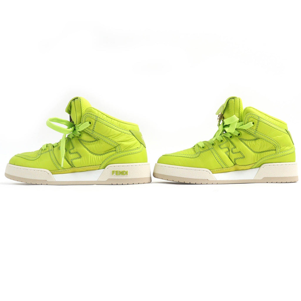 Fendi Baguette pocket Nylon Leather High Cut Sneakers