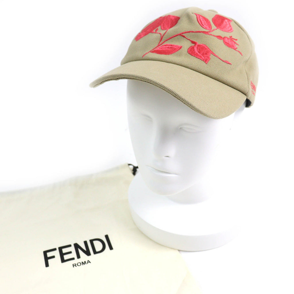 Fendi Logo Floral Rose Embroidery Cotton Baseball Cap