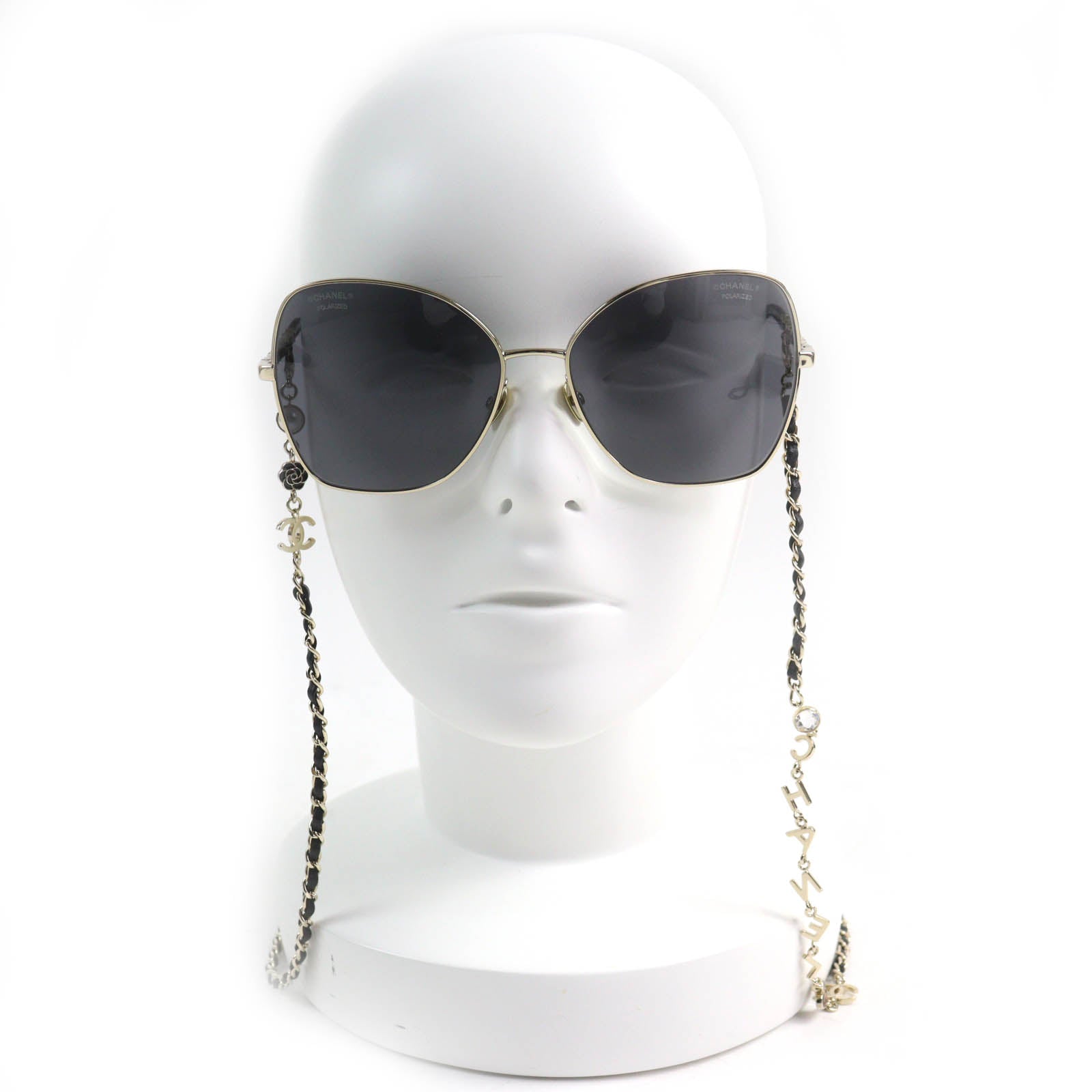 Chanel COCO Mark Camellia Butterfly Heart Pearl Chain Sunglasses