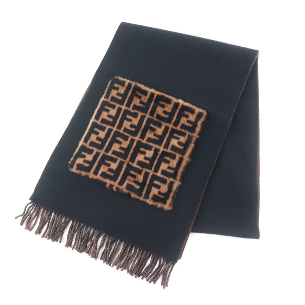 Fendi Stall Zucca Pattern Wool Cashmere Scarf