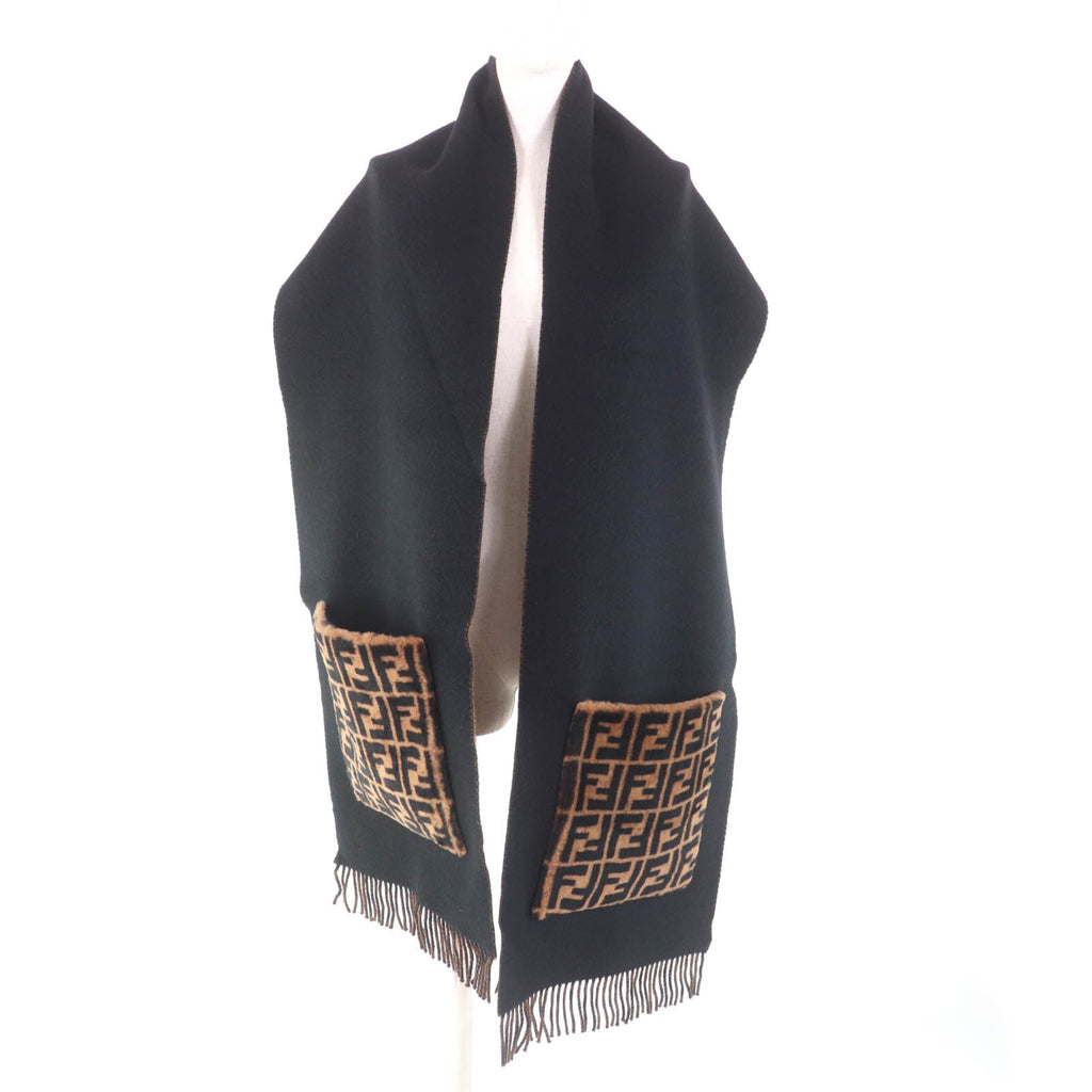 Fendi Stall Zucca Pattern Wool Cashmere Scarf
