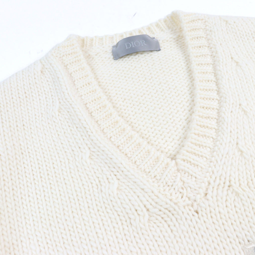 Dior DUNCAN GRANT AND CHARLESTON Knit Embroidered Patch V-neck Sweater