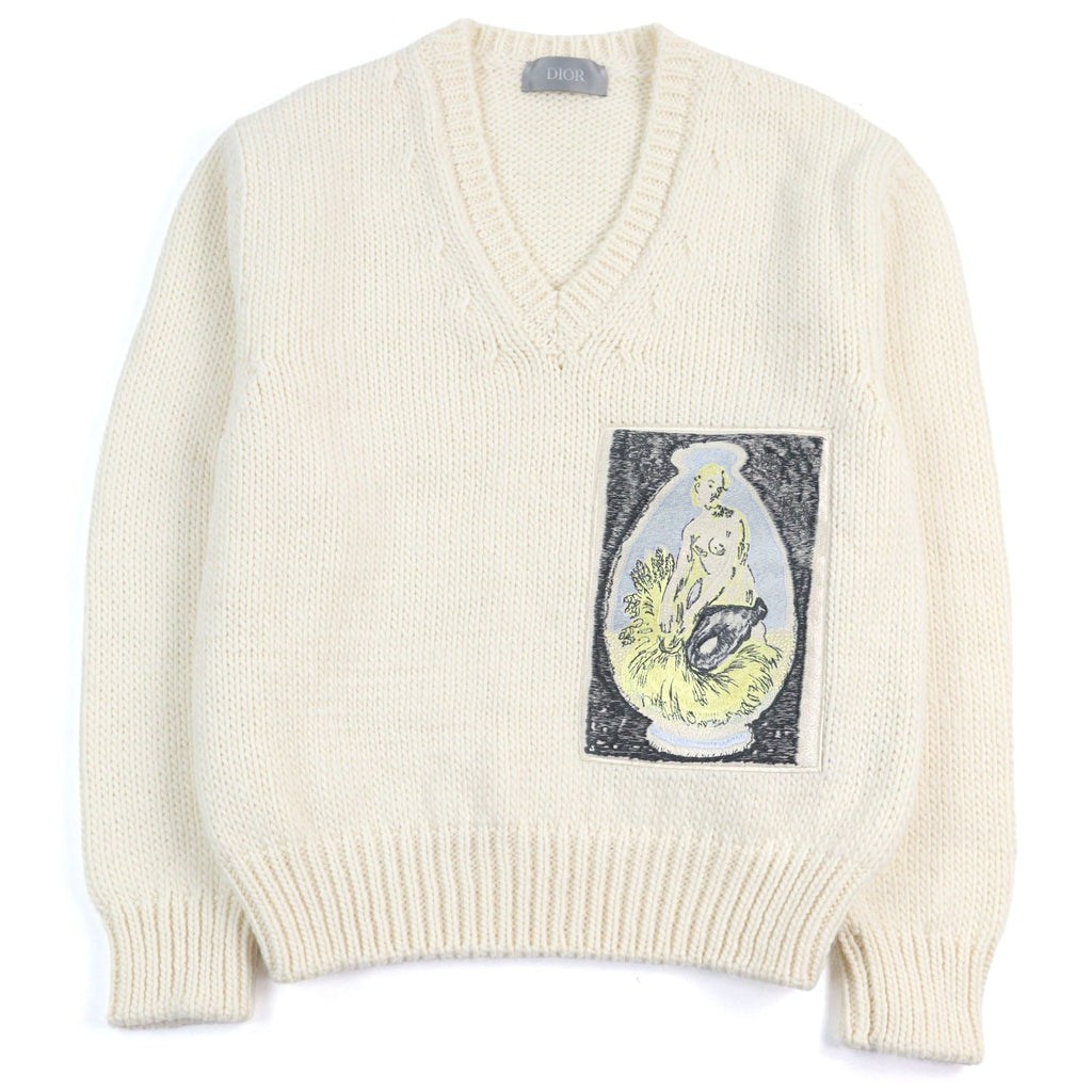 Dior DUNCAN GRANT AND CHARLESTON Knit Embroidered Patch V-neck Sweater