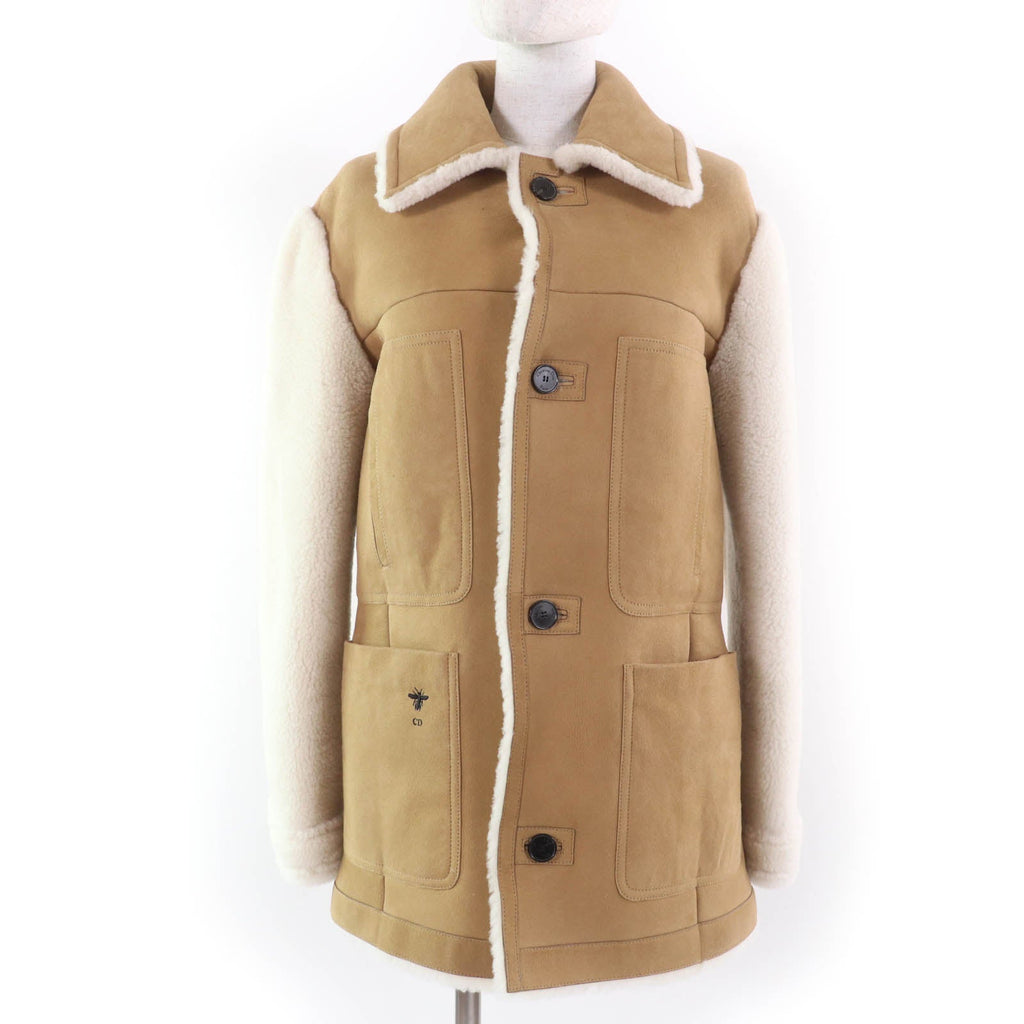 Christian Dior Mouton Bee embroidered Shearling Coat