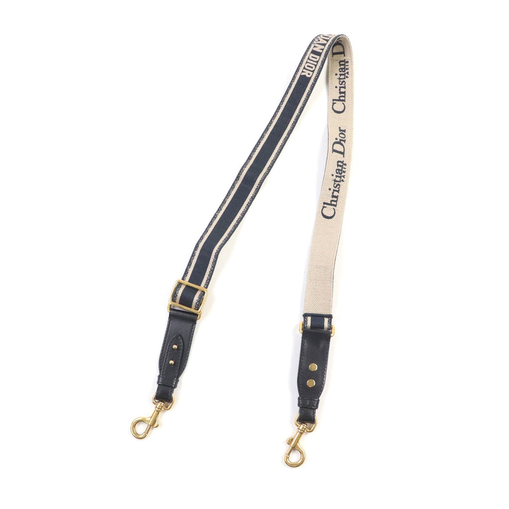 Christian Dior Embroidery Logo Canvas Shoulder Strap