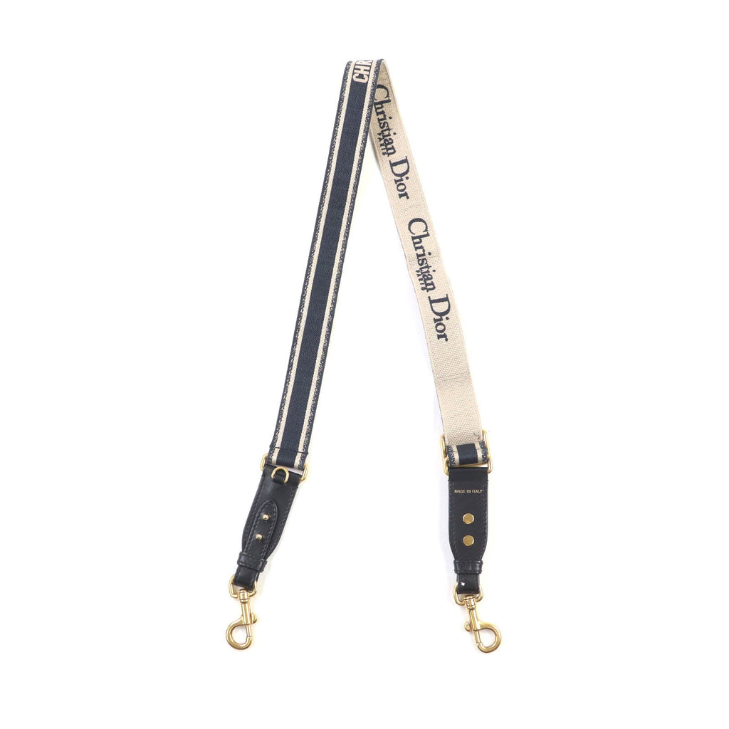 Christian Dior Embroidery Logo Canvas Shoulder Strap
