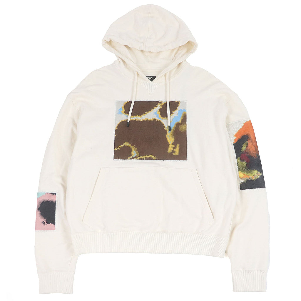 Fendi Logo patch embroidered cotton hoodie