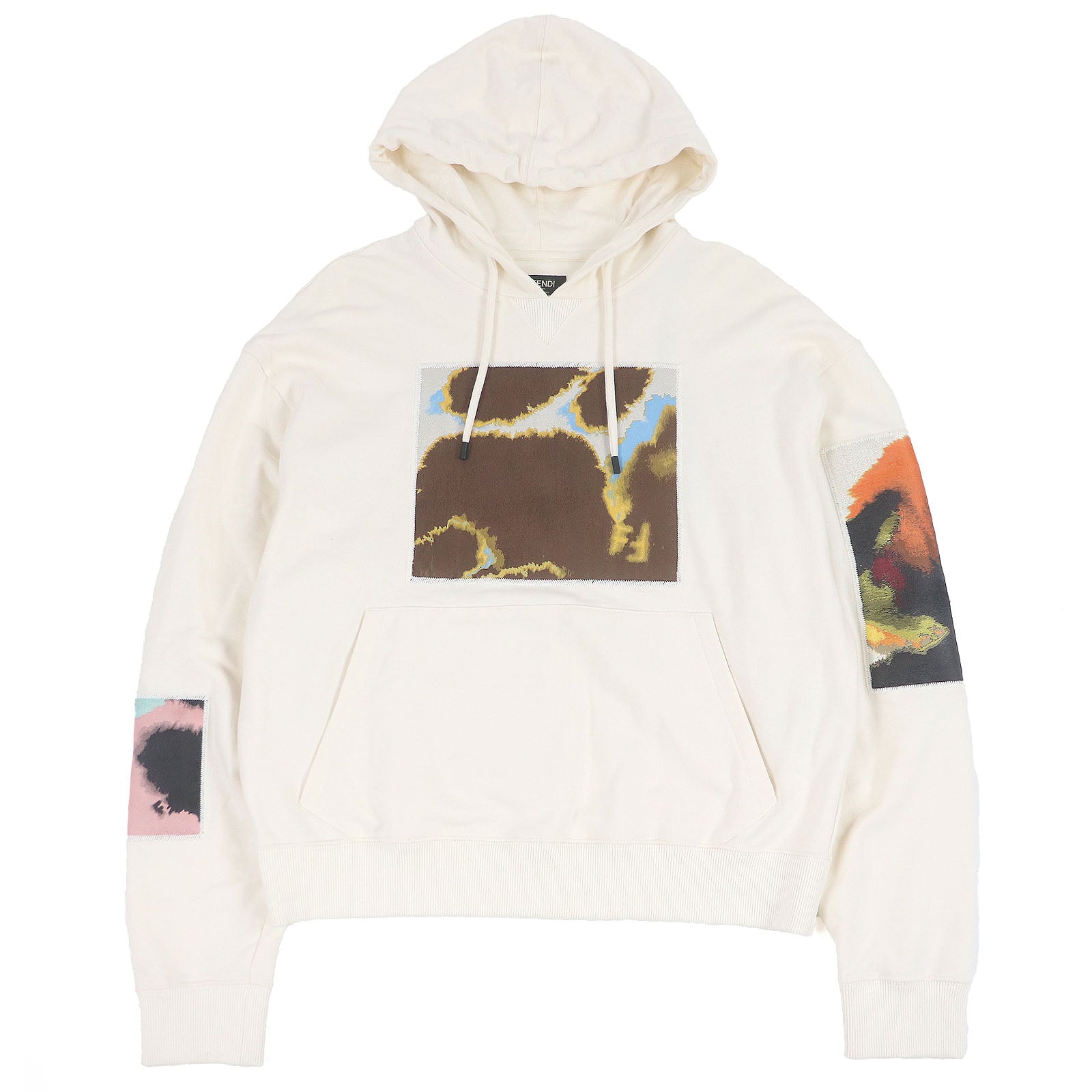 Fendi Logo patch embroidered cotton hoodie