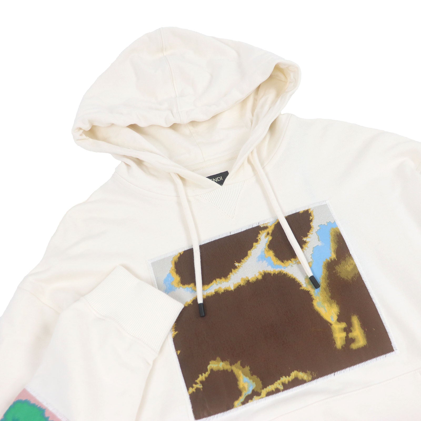Fendi Logo patch embroidered cotton hoodie