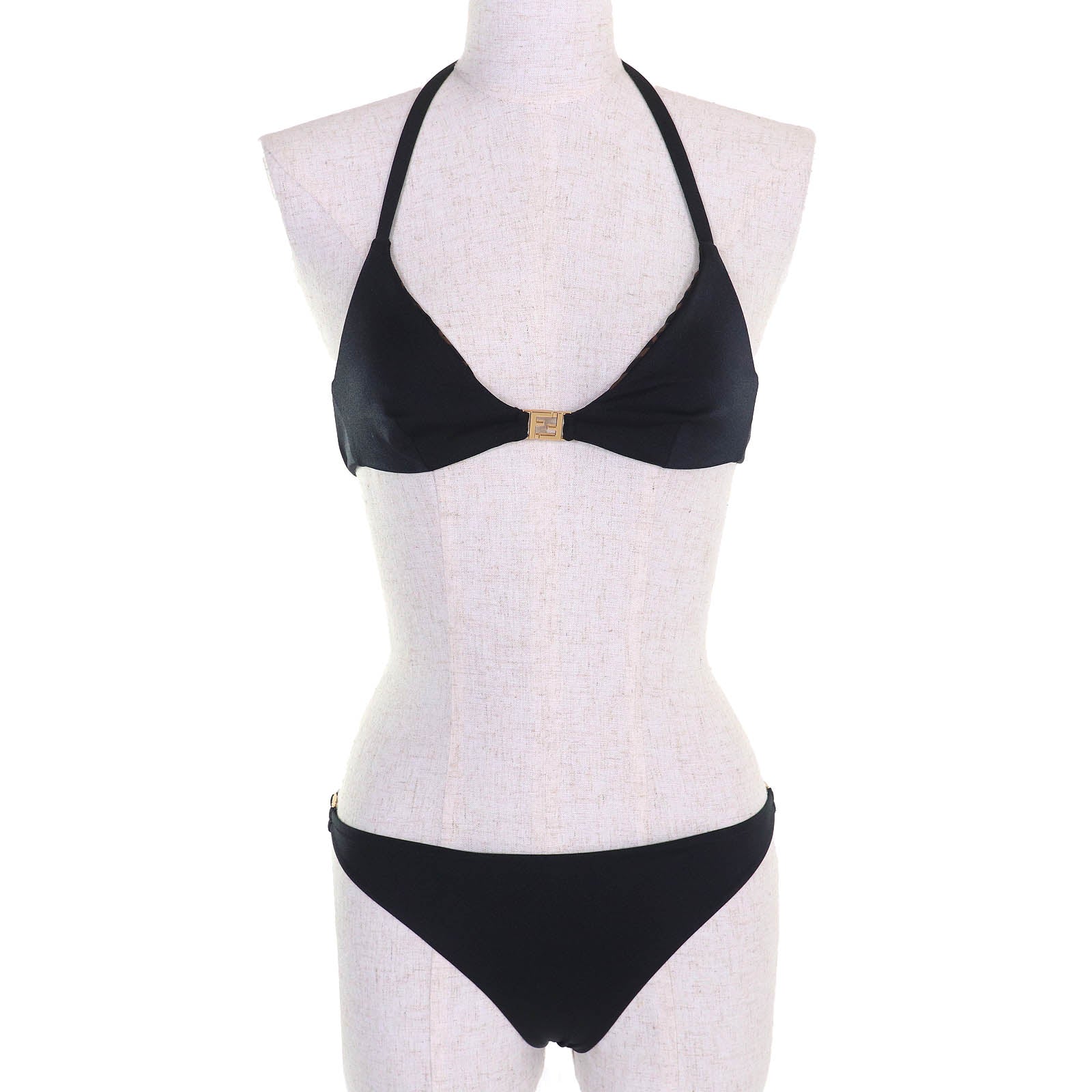 Fendi FXBH60 Zucca FF logo Metallic Swimwear Set