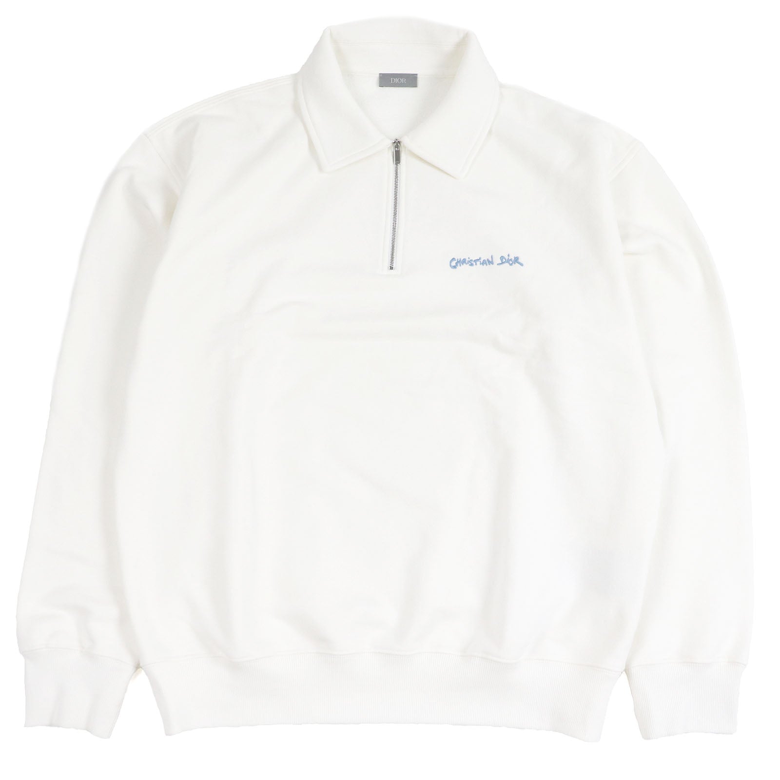 Dior Logo Embroidered Cotton Half Zip Sweatshirt