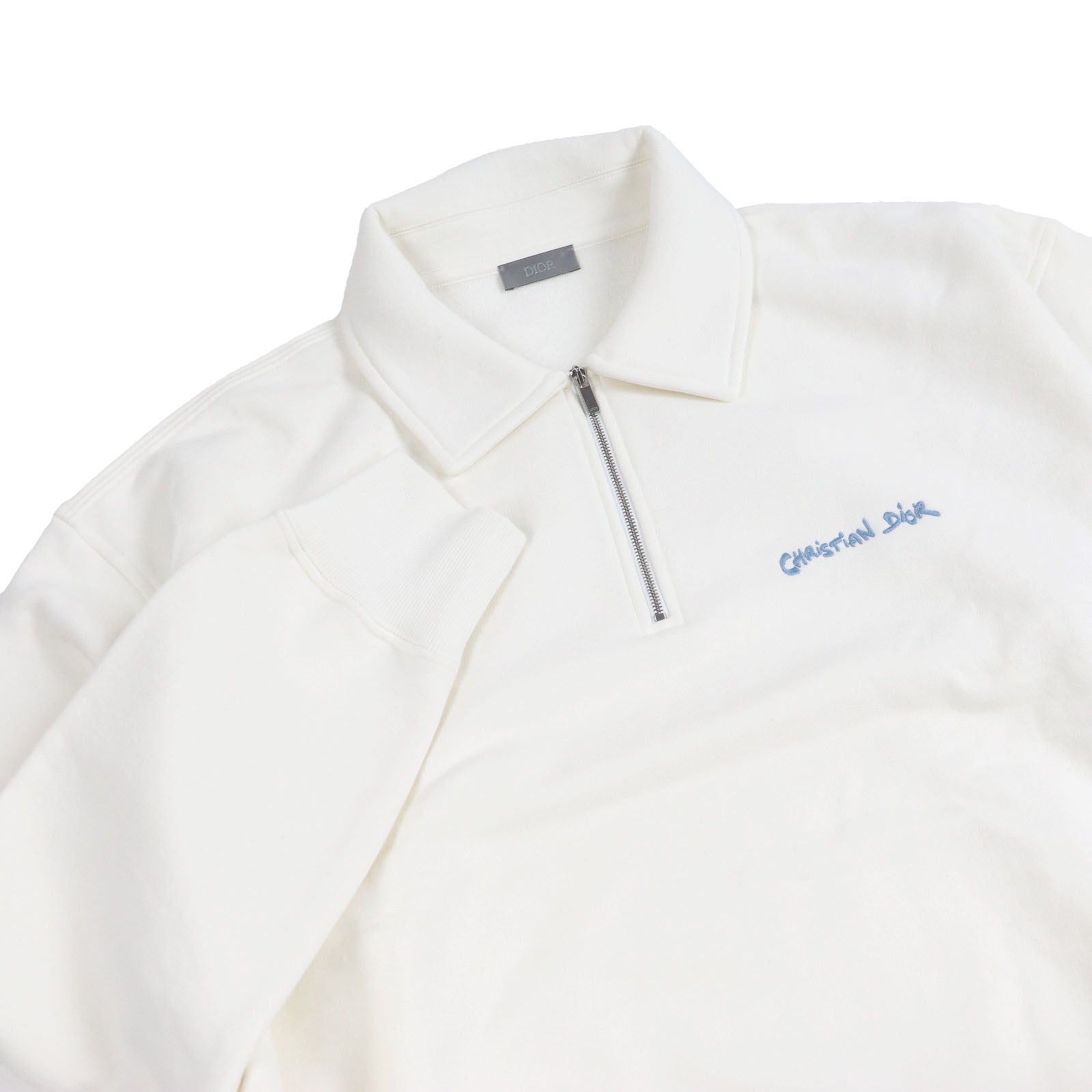 Dior Logo Embroidered Cotton Half Zip Sweatshirt