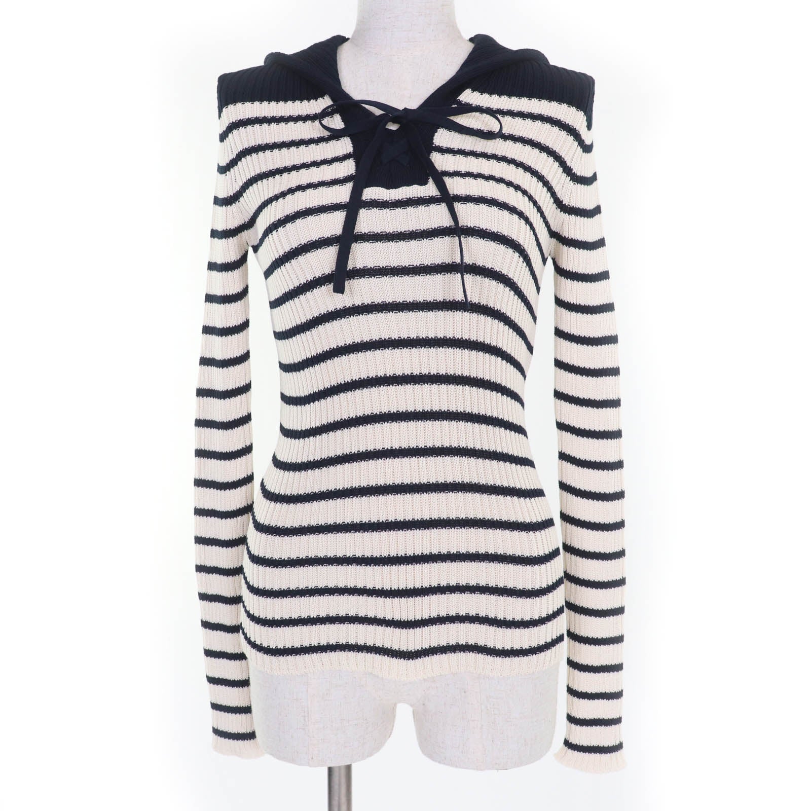 Christian Dior Striped Sailor Collar Knit Top