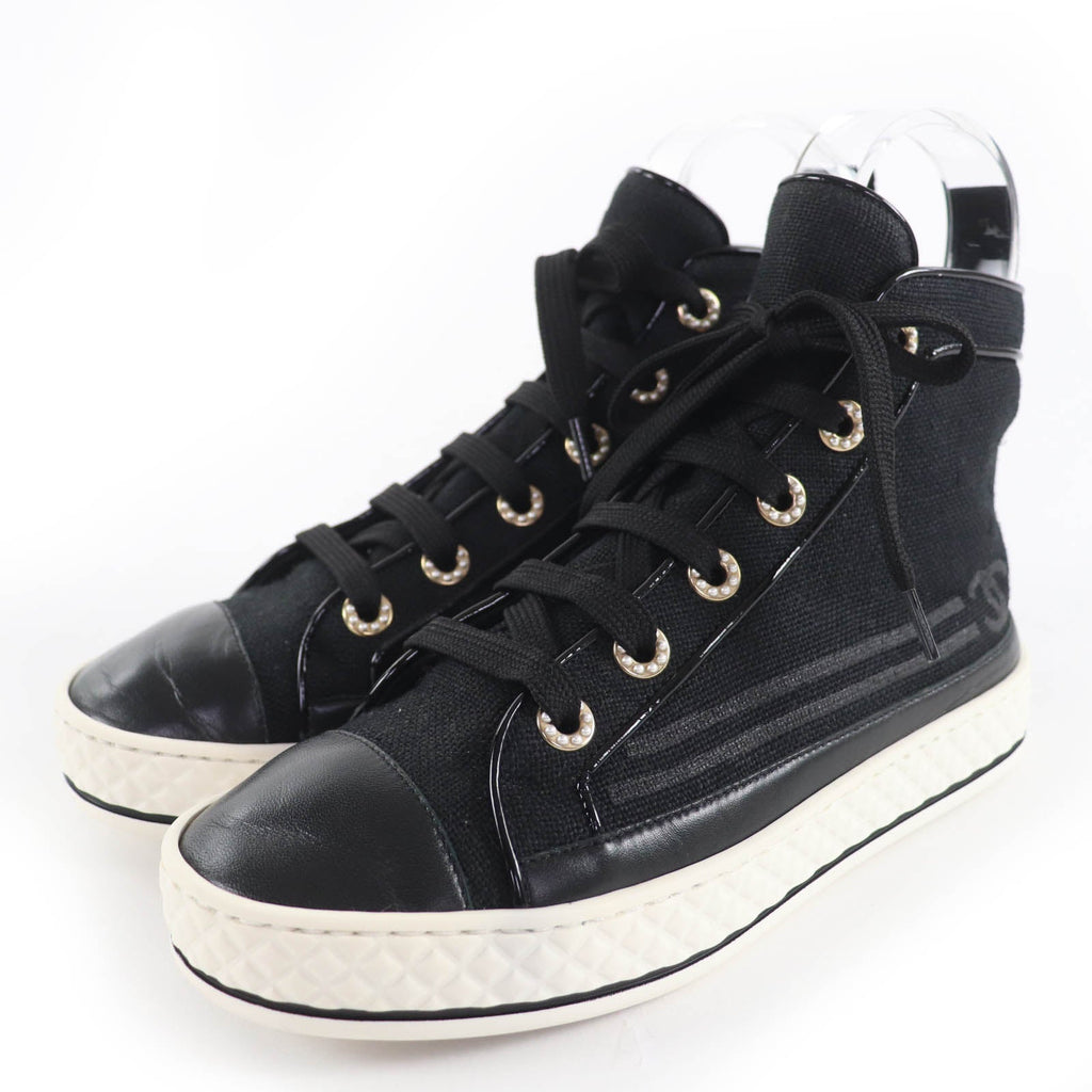 Chanel COCO Mark Canvas and Leather Sneakers