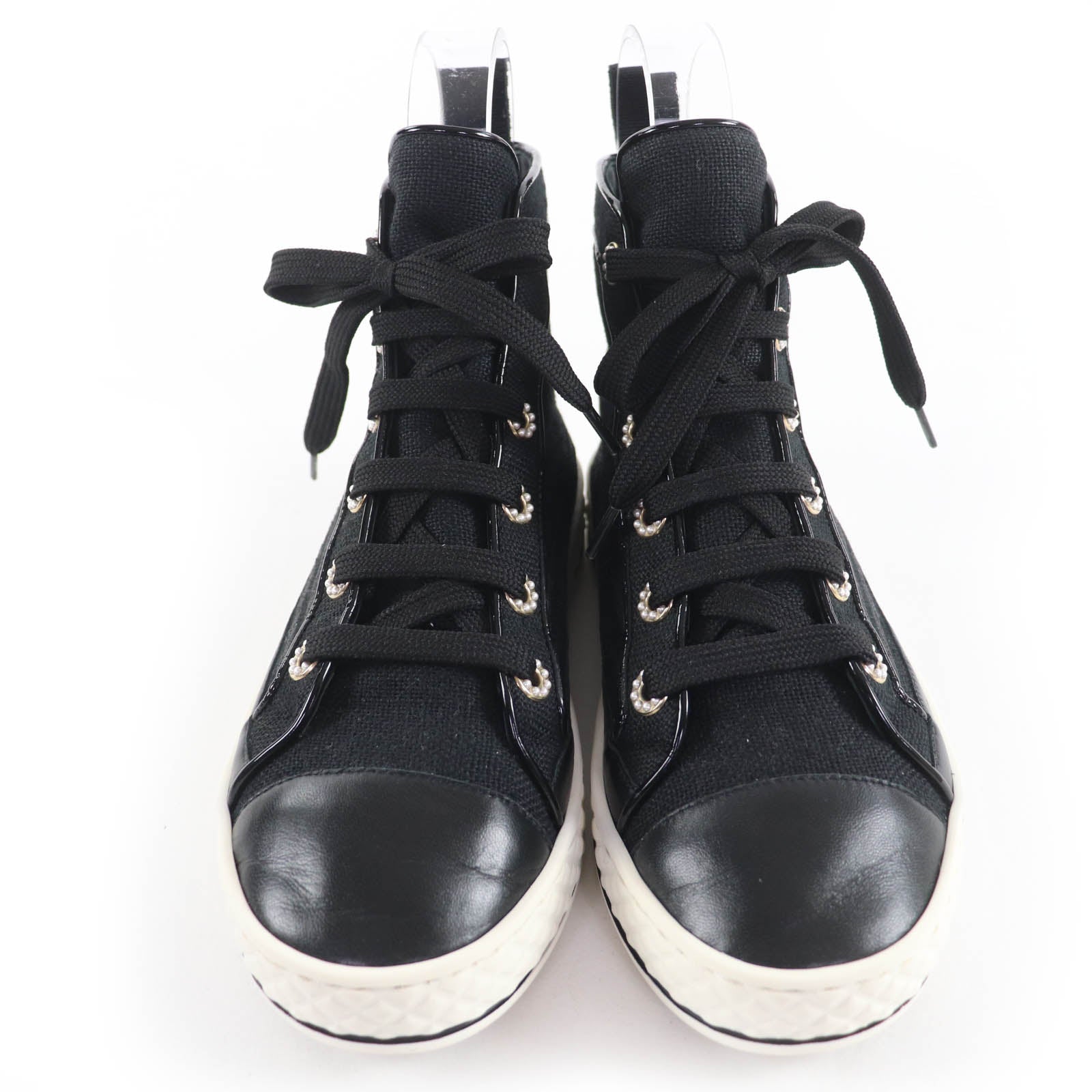 Chanel COCO Mark Canvas and Leather Sneakers