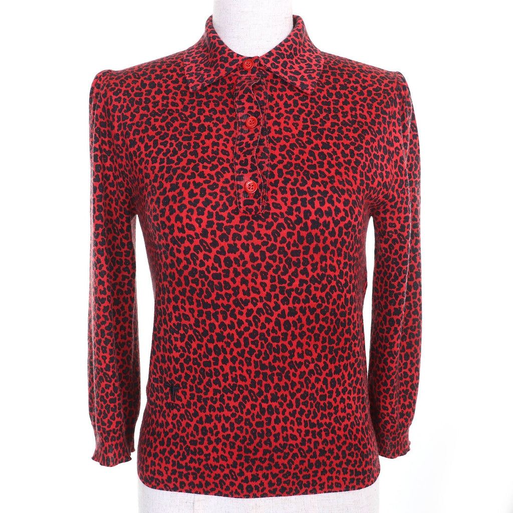 Christian Dior Leopard Pattern Bee Embroidery Cashmere Knitwear