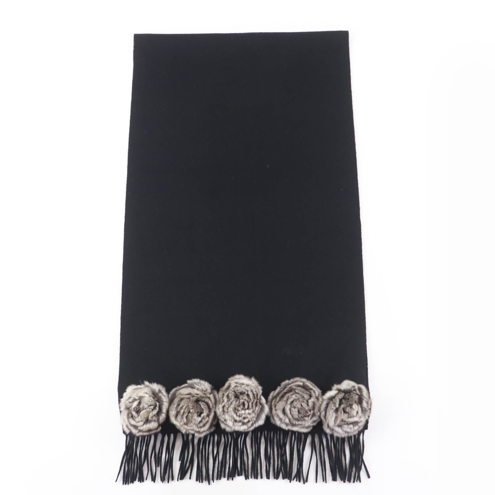 Fendi Embroidered Logo Cashmere Scarf