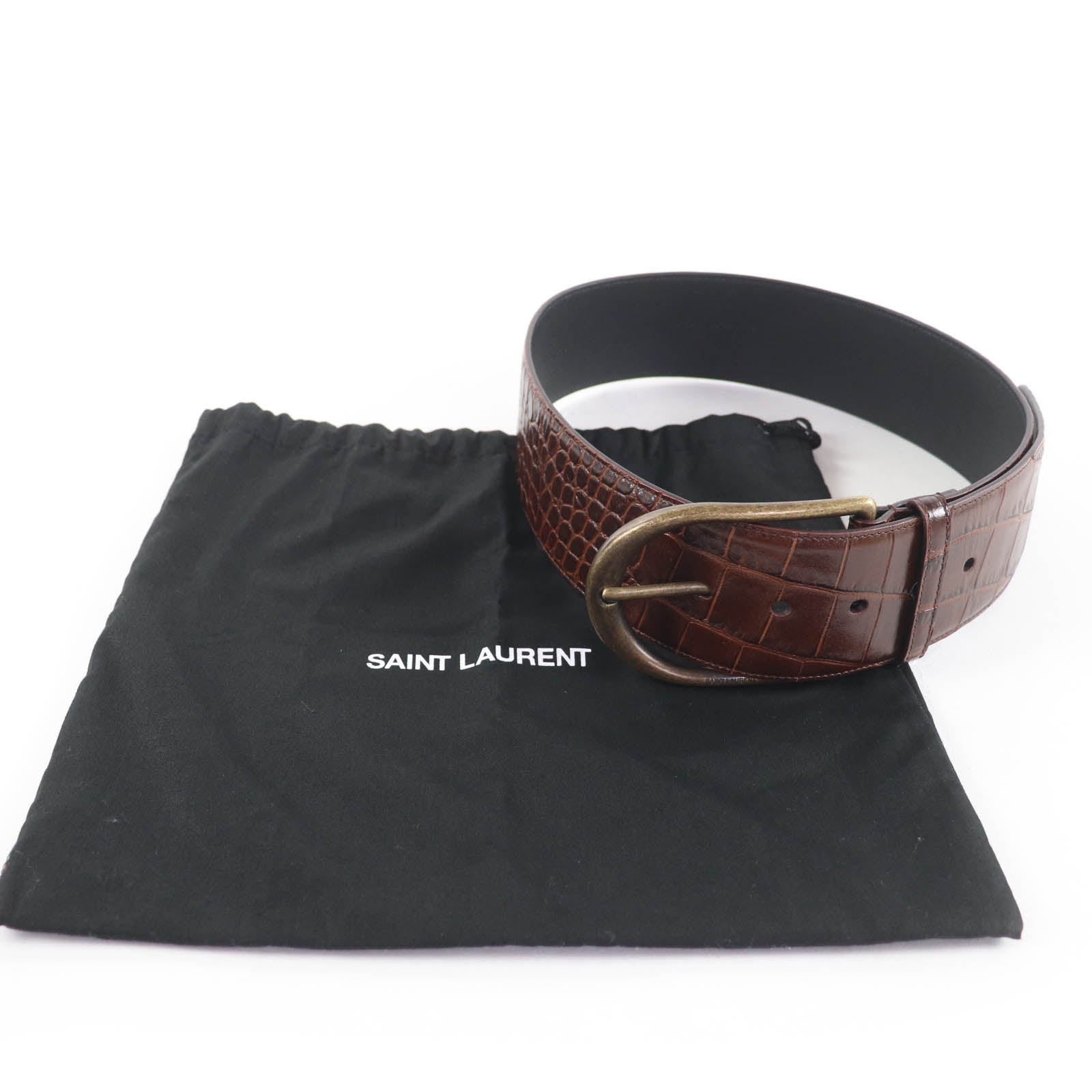 Saint Laurent Croco embossed leather Belt