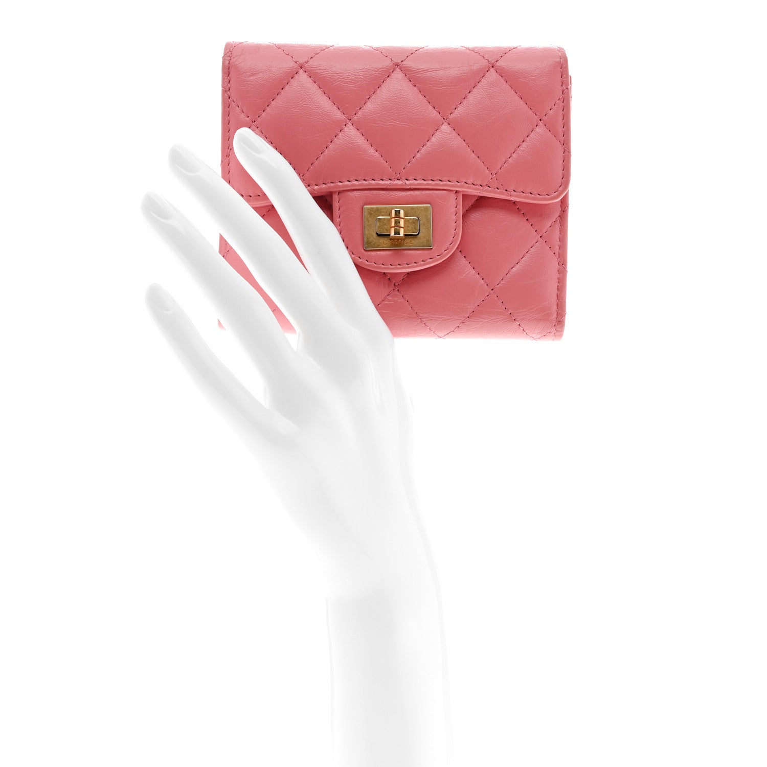 Aged Calfskin Quilted Reissue Compact Wallet Pink