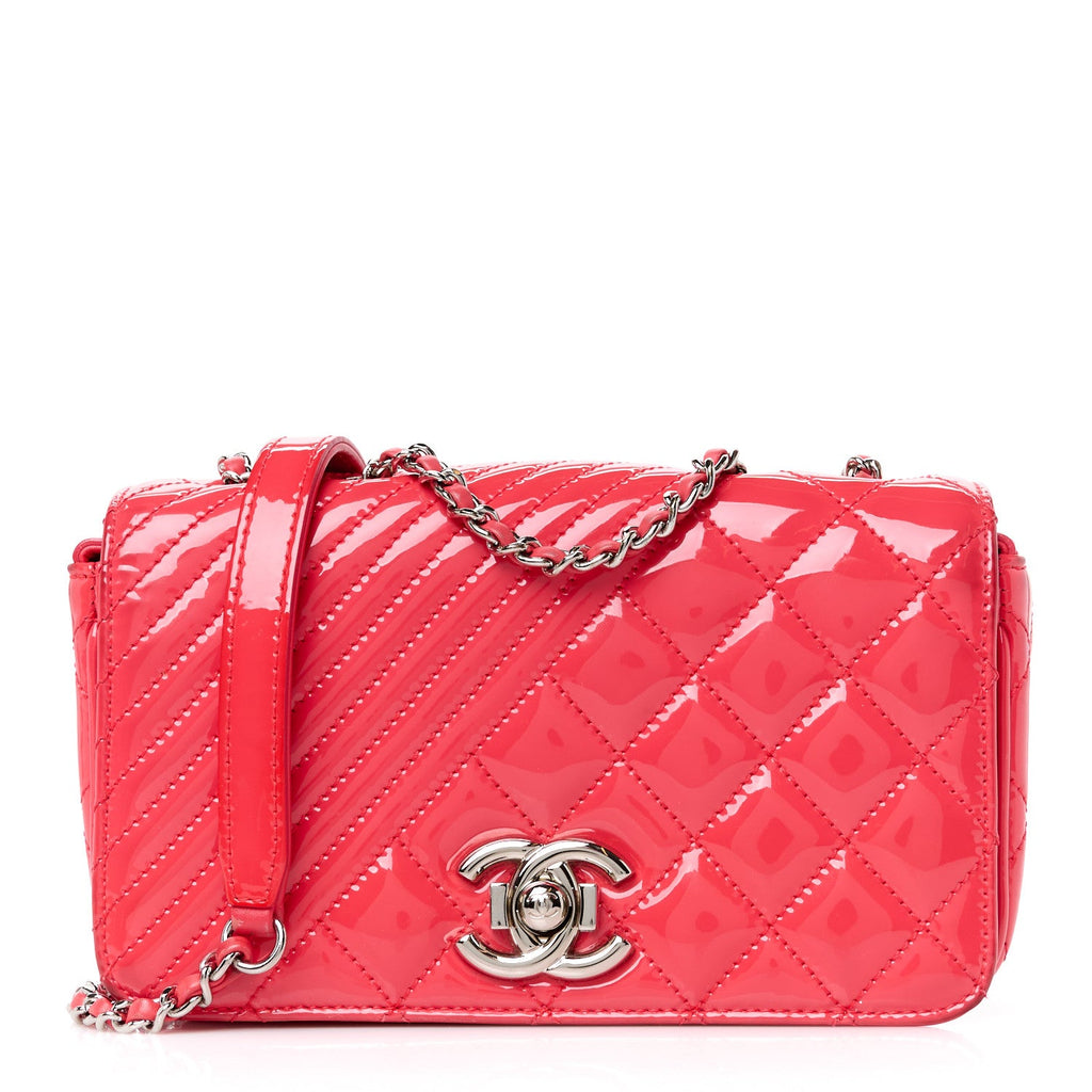 Patent Quilted Small Coco Boy Flap Pink