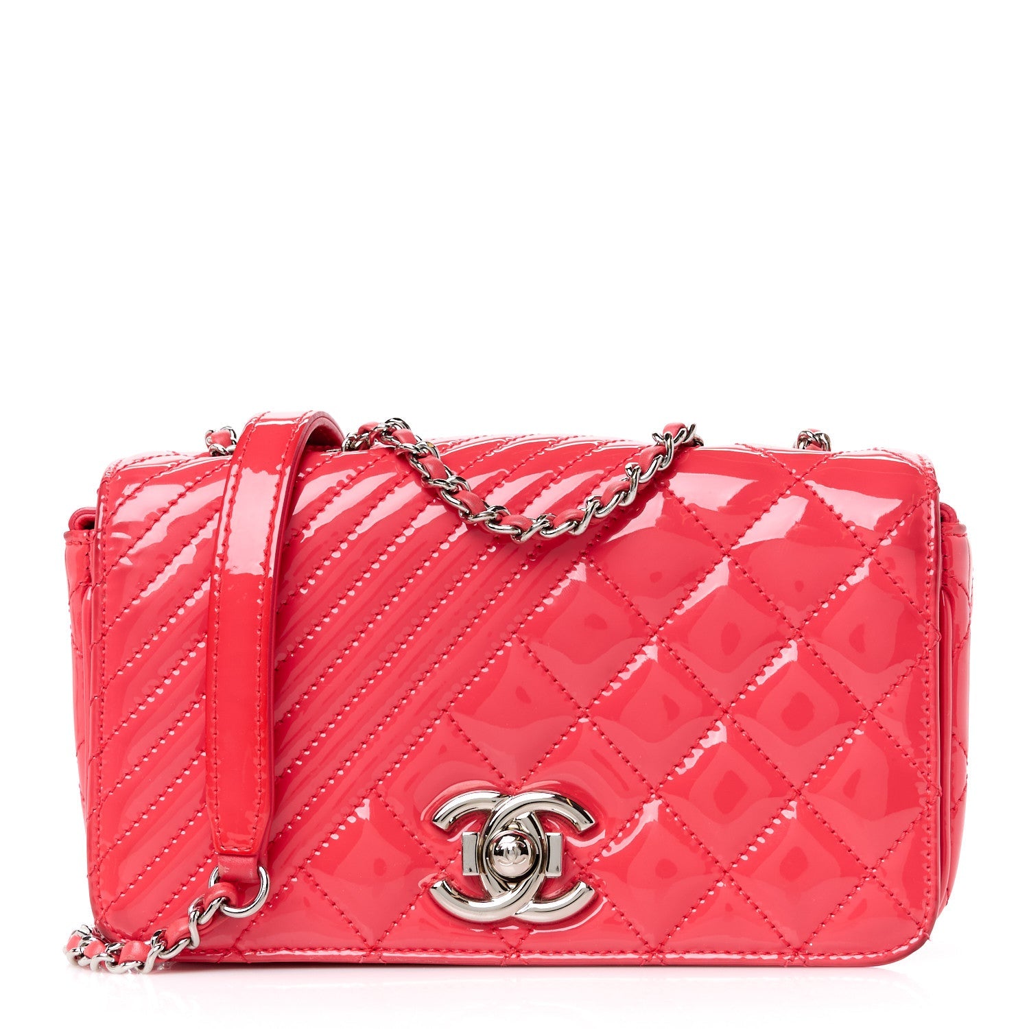 Patent Quilted Small Coco Boy Flap Pink