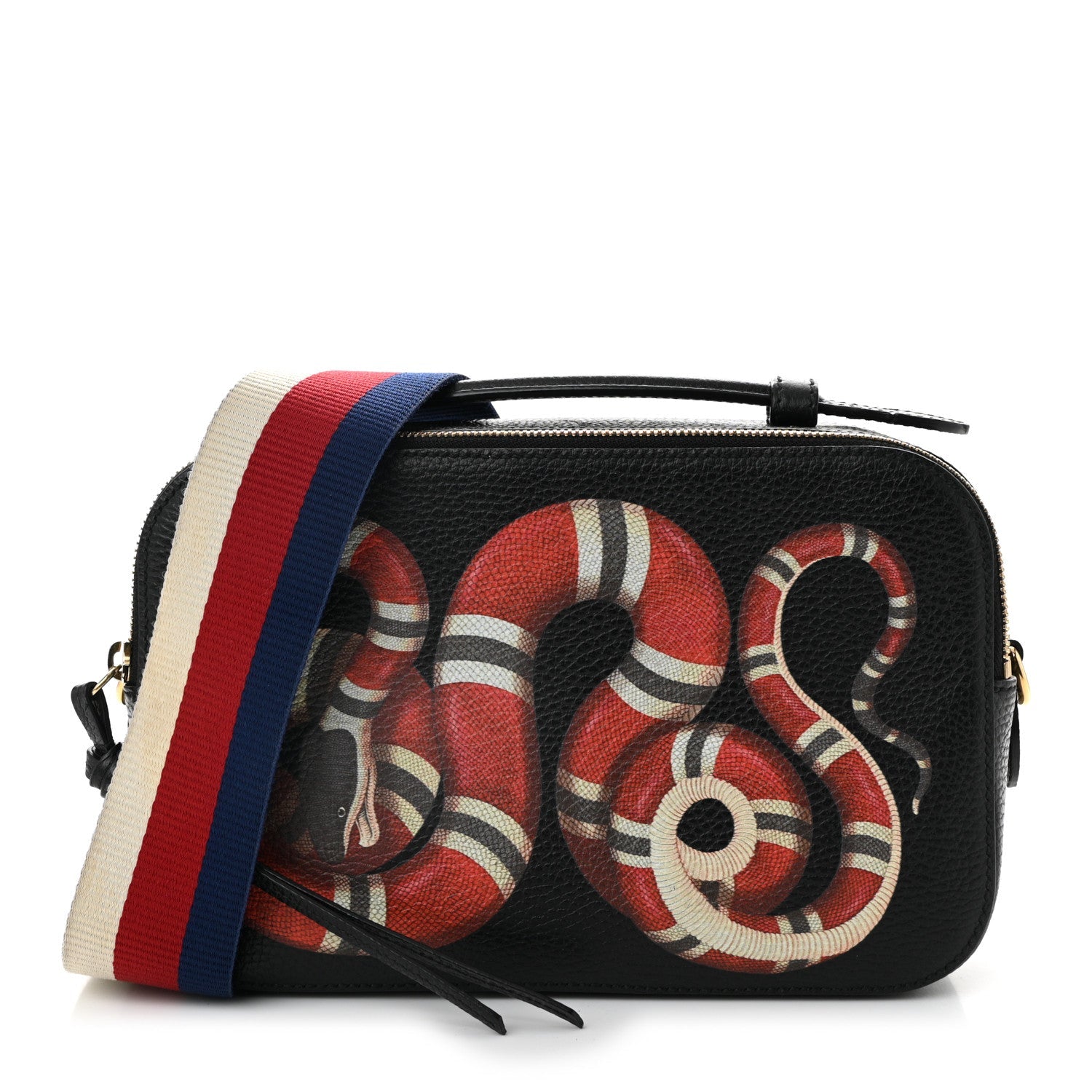 Grained Calfskin Sylvie Web Kingsnake Small Camera Bag Black Multicolor
