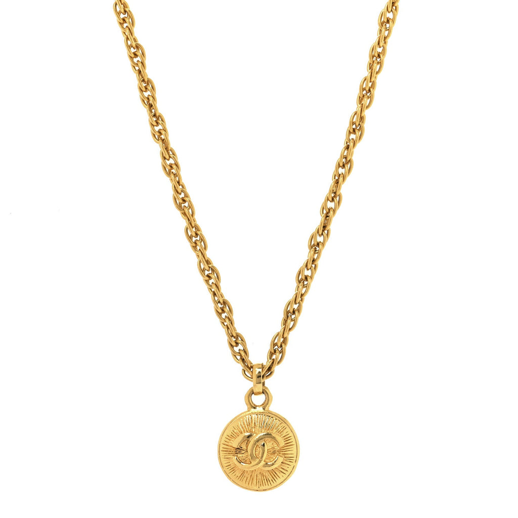 CC Medallion Choker Chain Necklace Gold