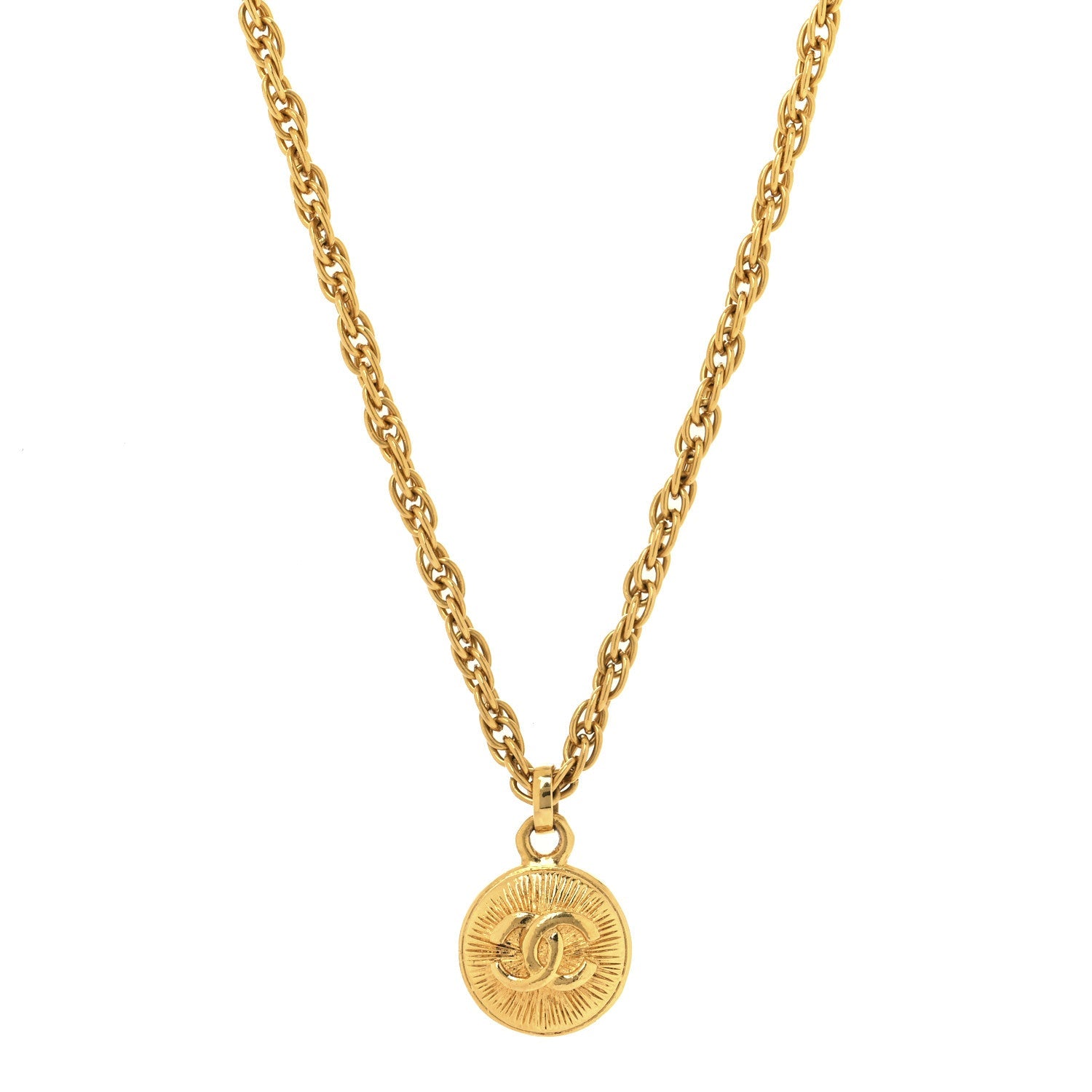 CC Medallion Choker Chain Necklace Gold