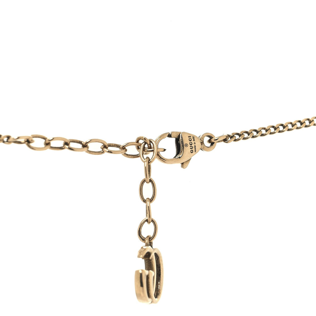 Metal Crystal Double G Necklace Aged Gold