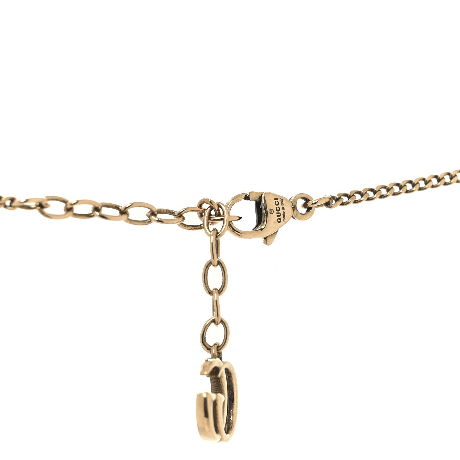 Metal Crystal Double G Necklace Aged Gold