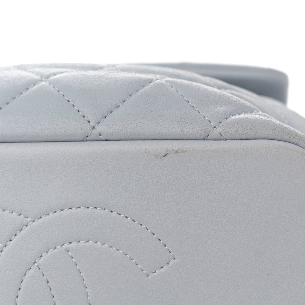 Lambskin Quilted Small Braided CC Backpack Light Blue