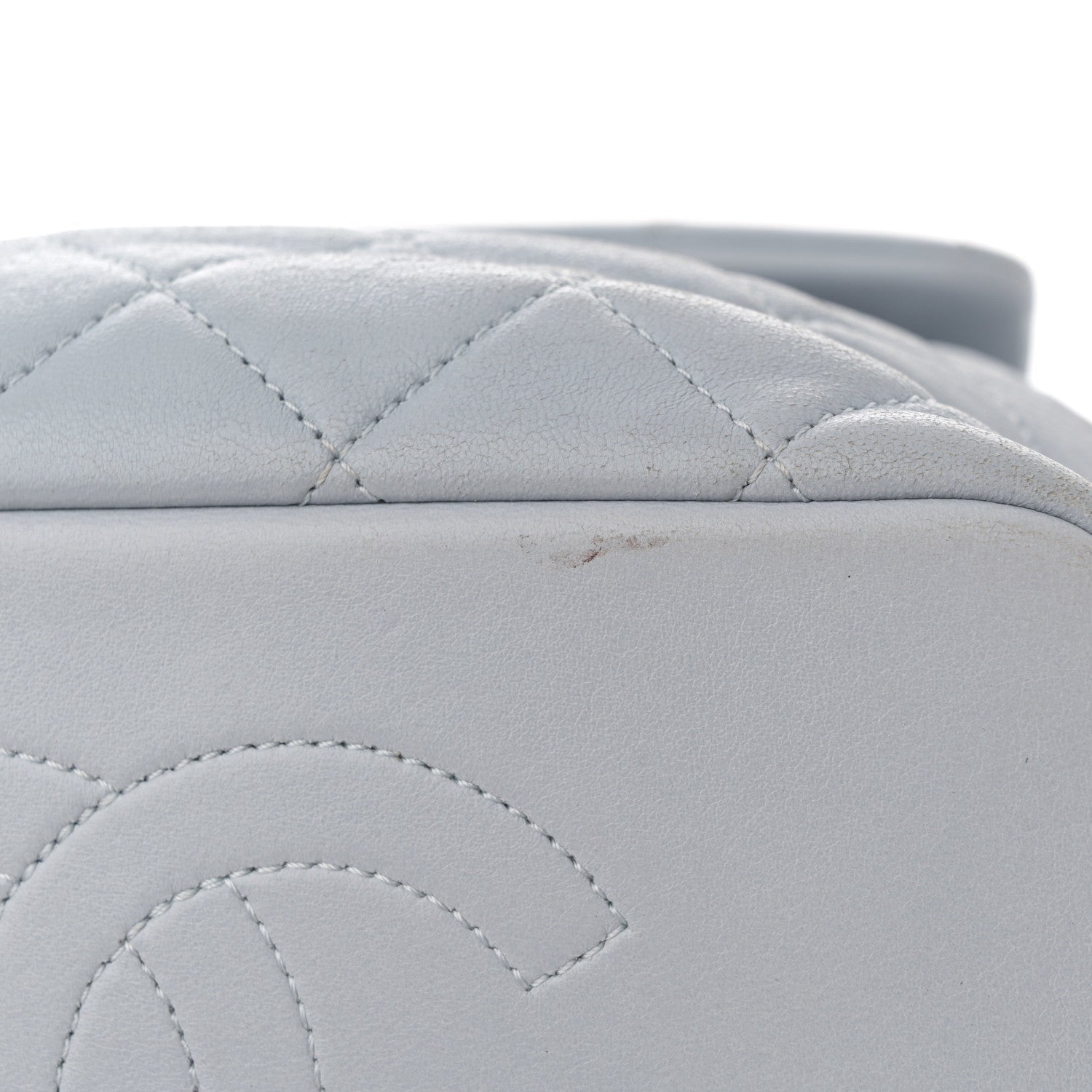 Lambskin Quilted Small Braided CC Backpack Light Blue