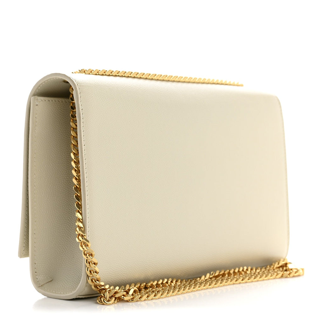 Grain De Poudre Calfskin Medium Classic Monogram Kate Tassel Satchel Crema Soft