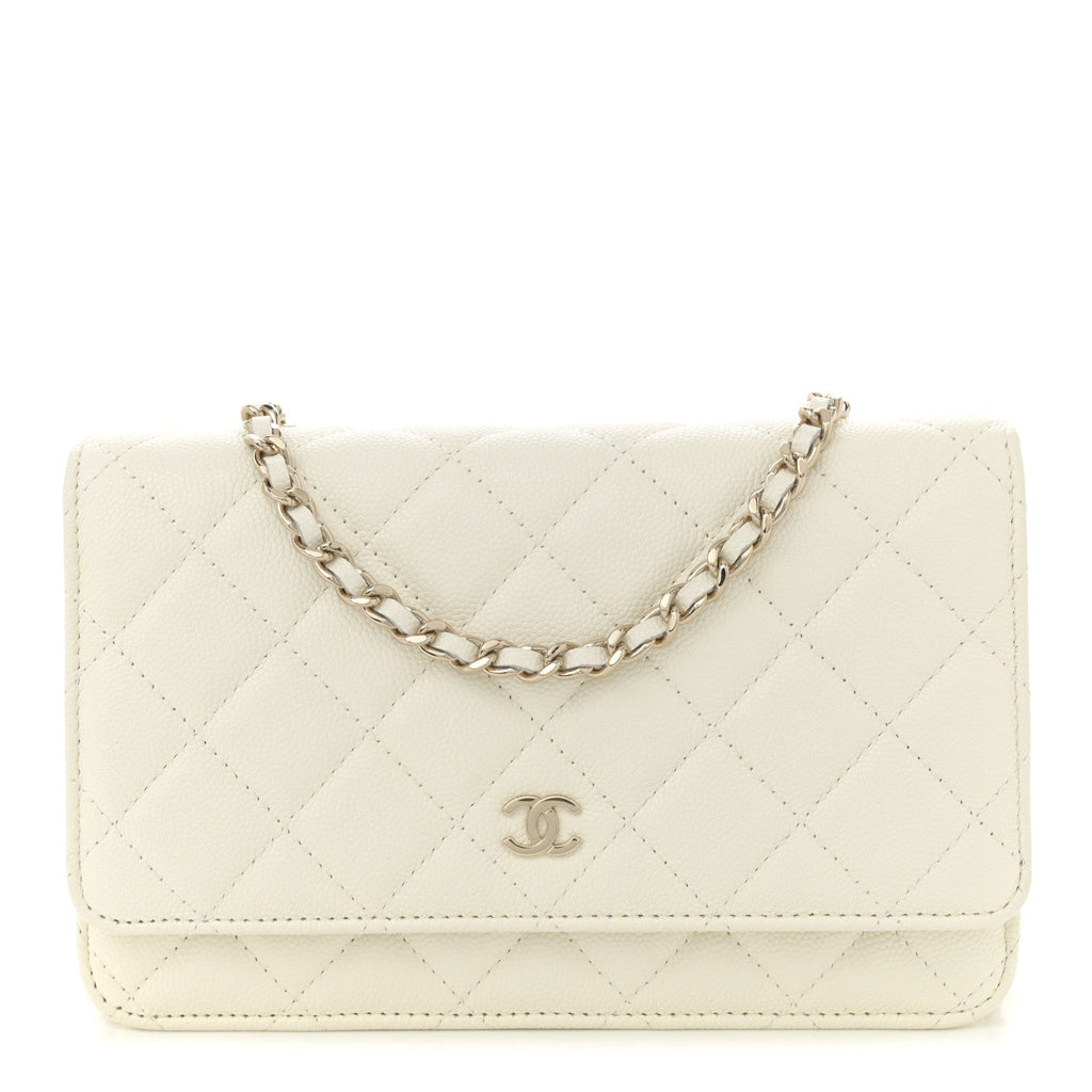 Caviar Quilted Wallet On Chain WOC White