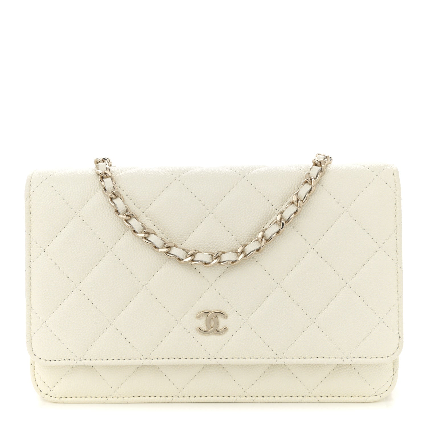 Caviar Quilted Wallet On Chain WOC White