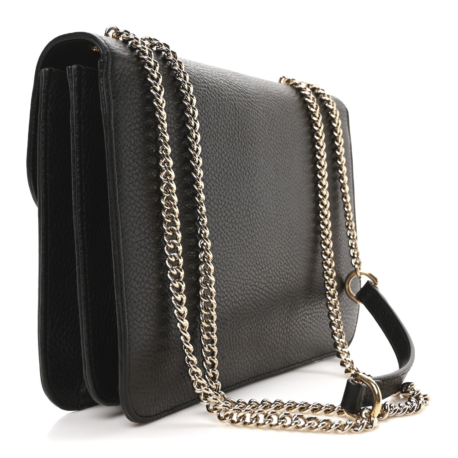 Dollar Calfskin Interlocking G Shoulder Bag Black
