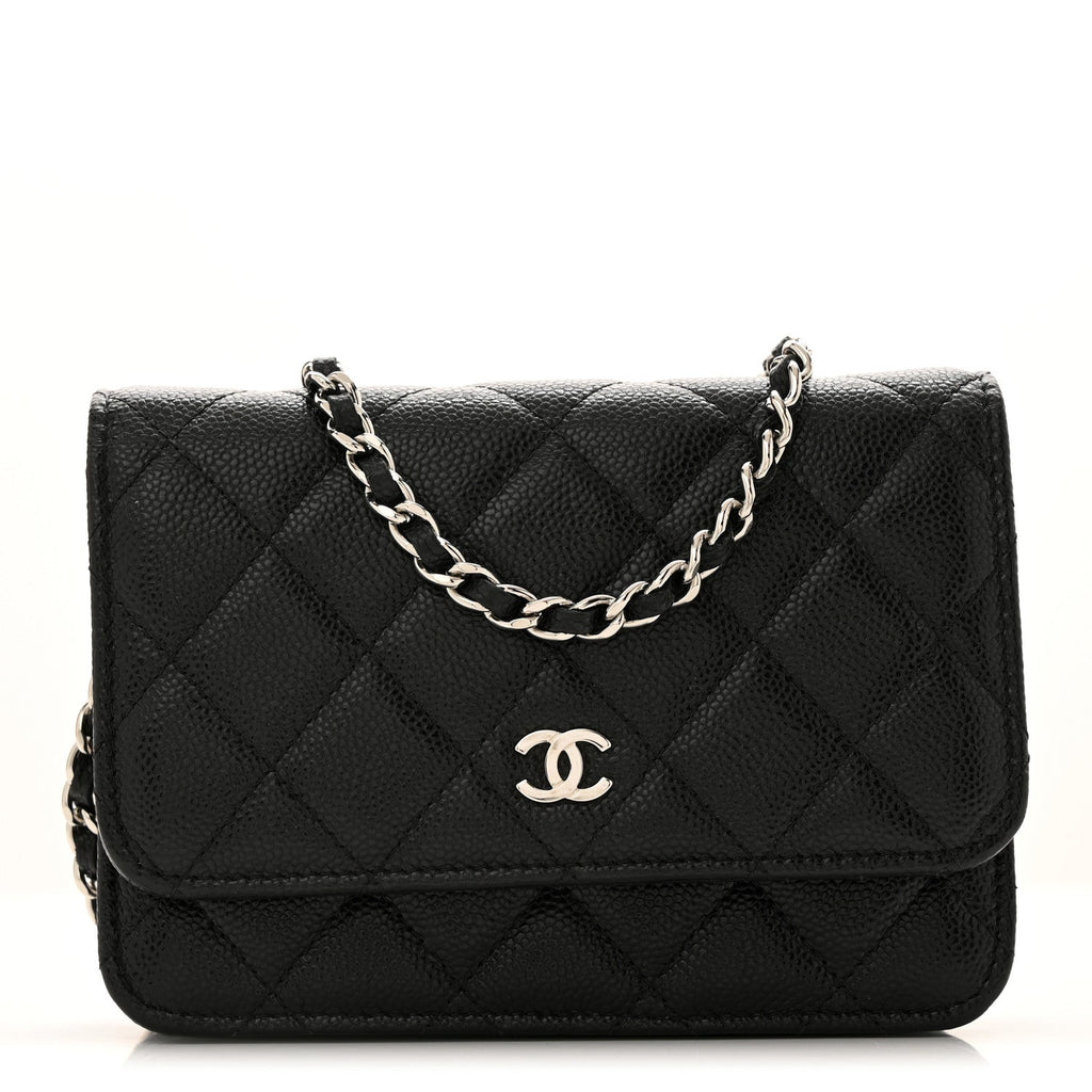 Caviar Quilted Mini Wallet On Chain WOC Black