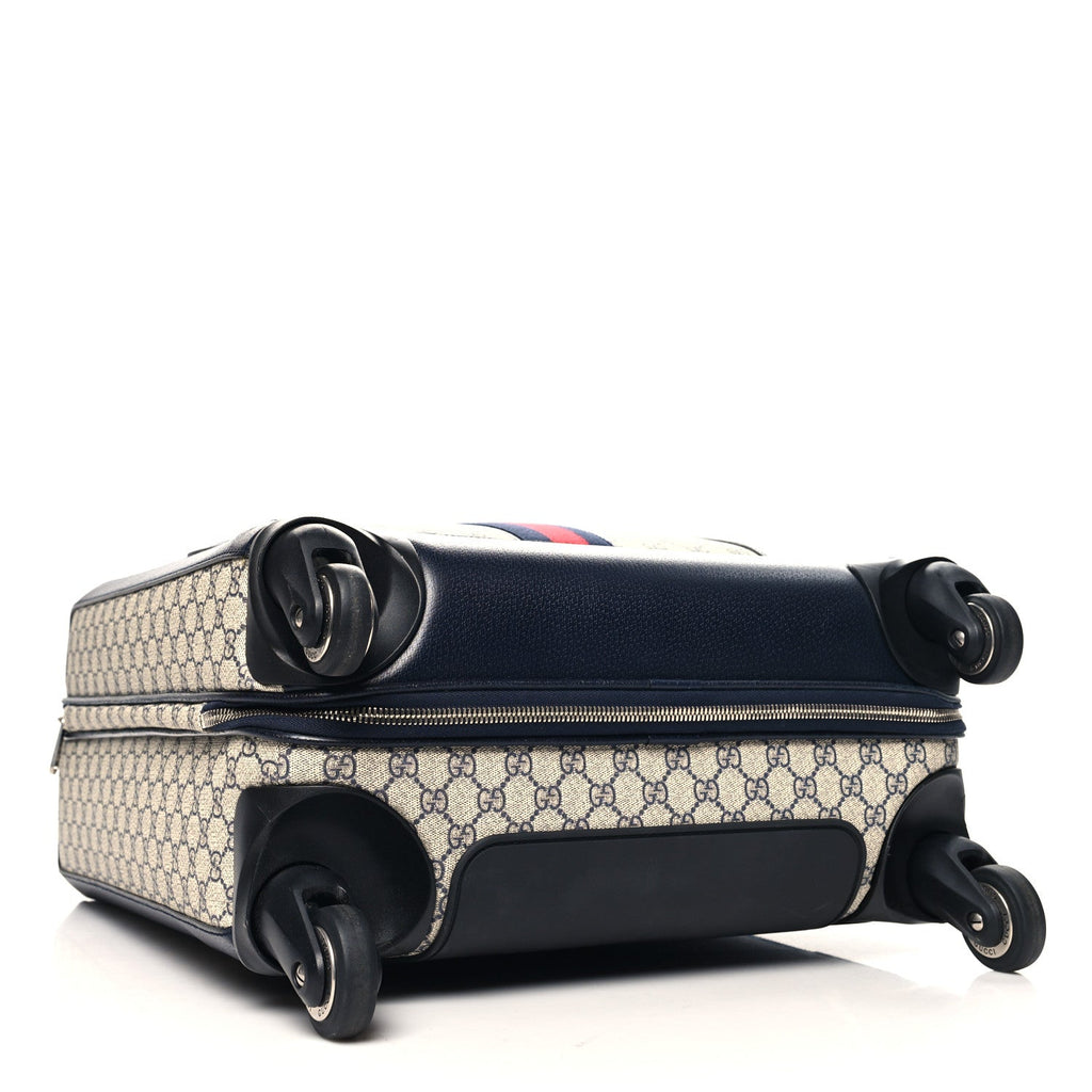 GG Supreme Monogram Textured Dollar Calfskin Web Savoy Cabin Plus Trolley Beige Blue