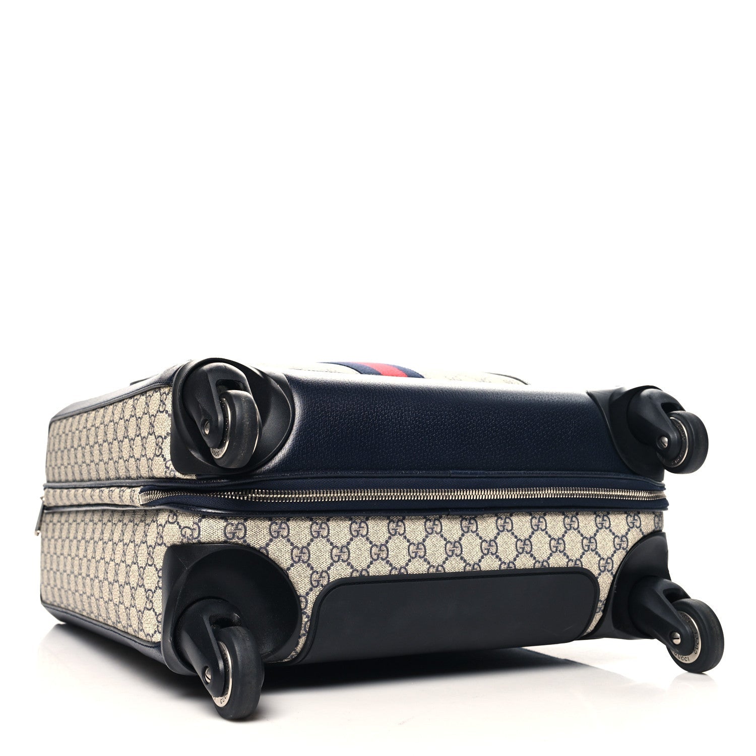 GG Supreme Monogram Textured Dollar Calfskin Web Savoy Cabin Plus Trolley Beige Blue