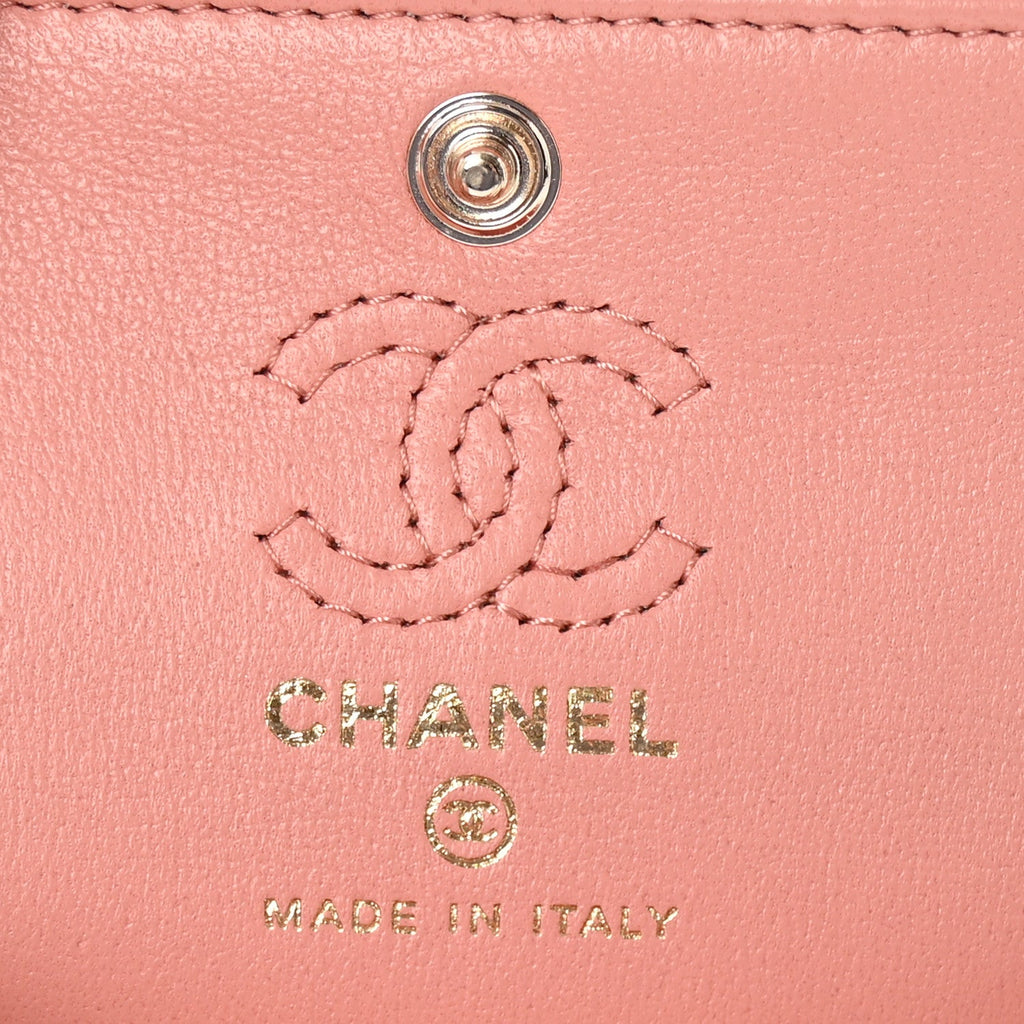 Lambskin Quilted Mini Double Flap With Hook Coral