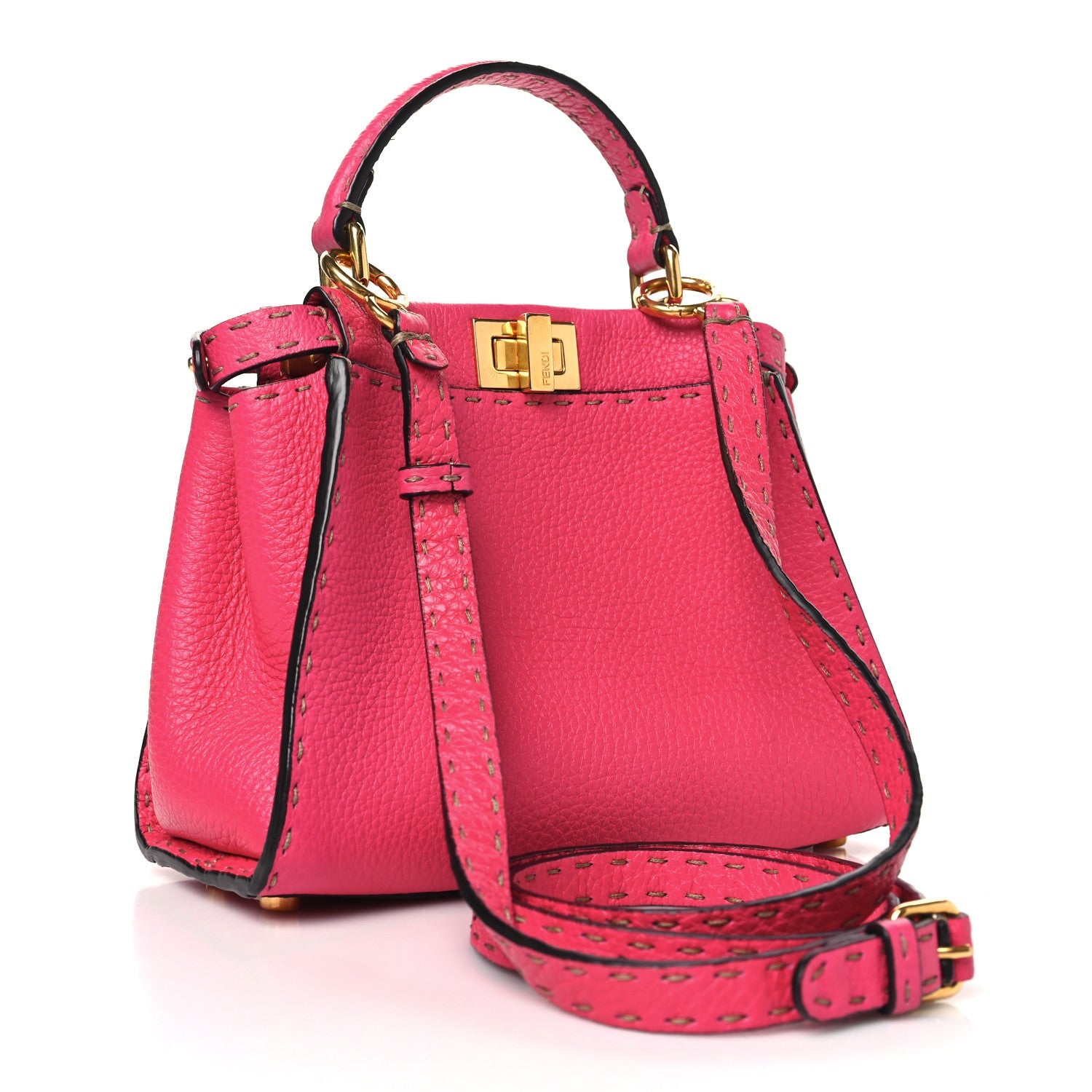 Cuoio Romano Selleria Mini Peekaboo Iconic Satchel Fuxia