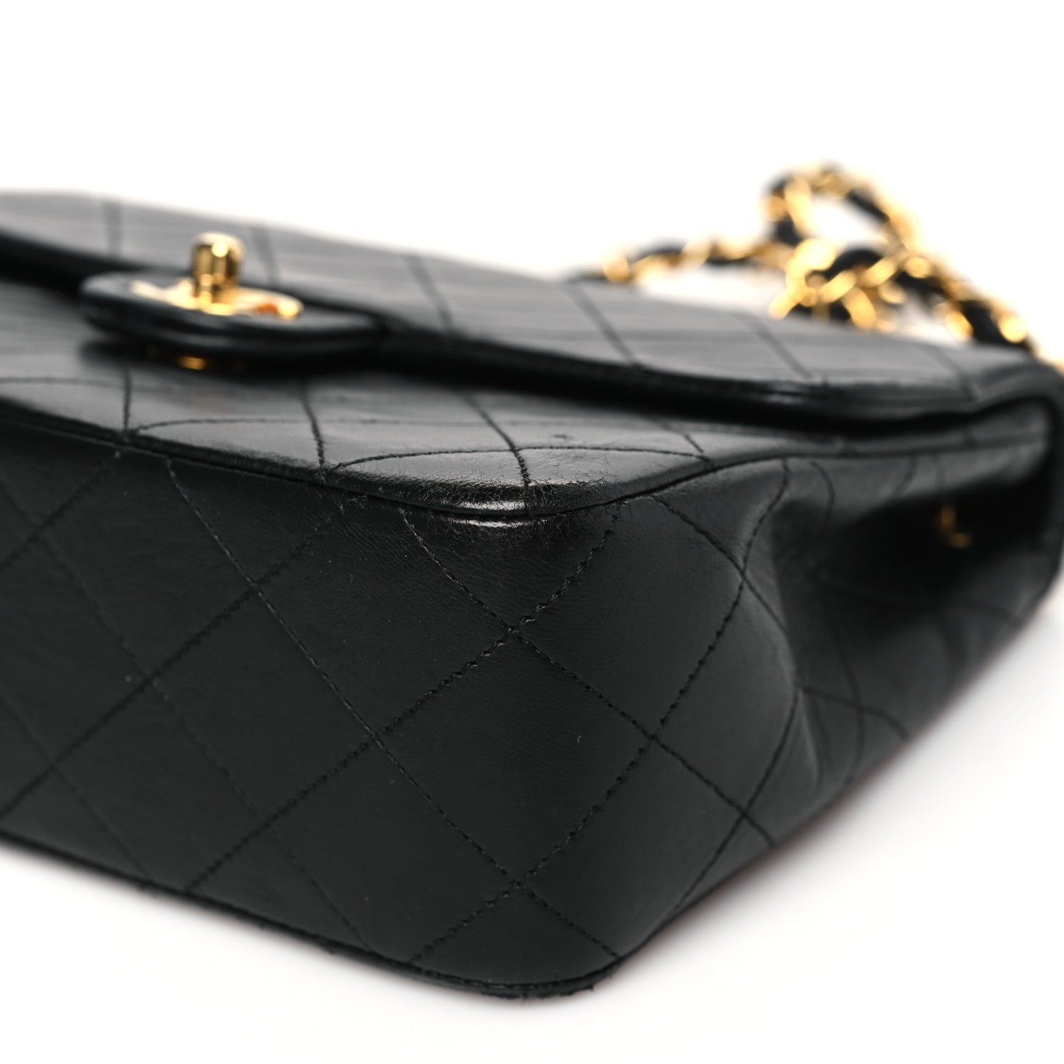 Lambskin Quilted Mini Square Flap Bag Black