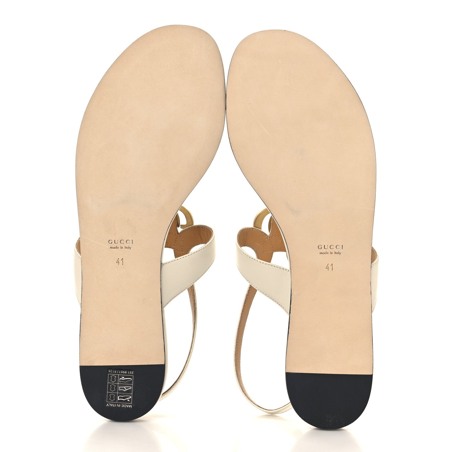 Calfskin Double G Thong Flat Sandals 41 White