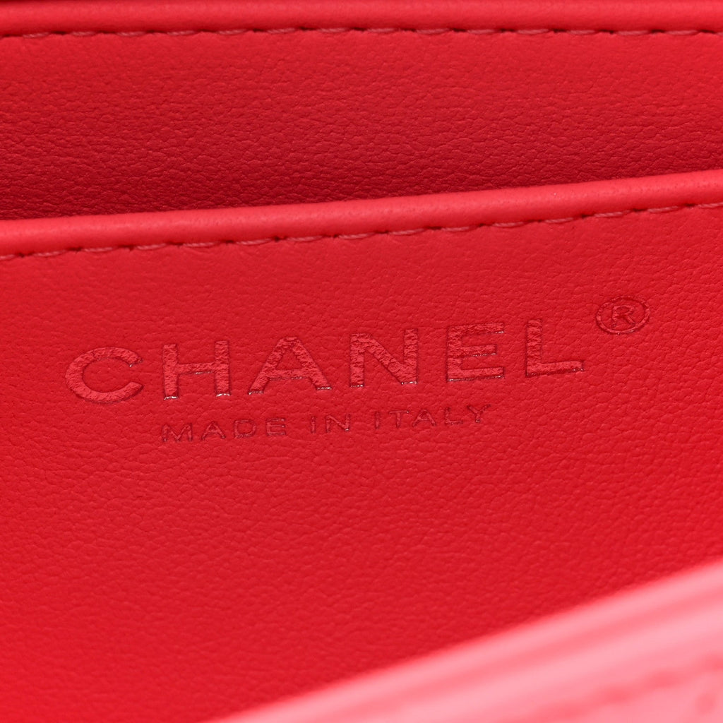 Lambskin Quilted Mini Square Flap Coral Pink