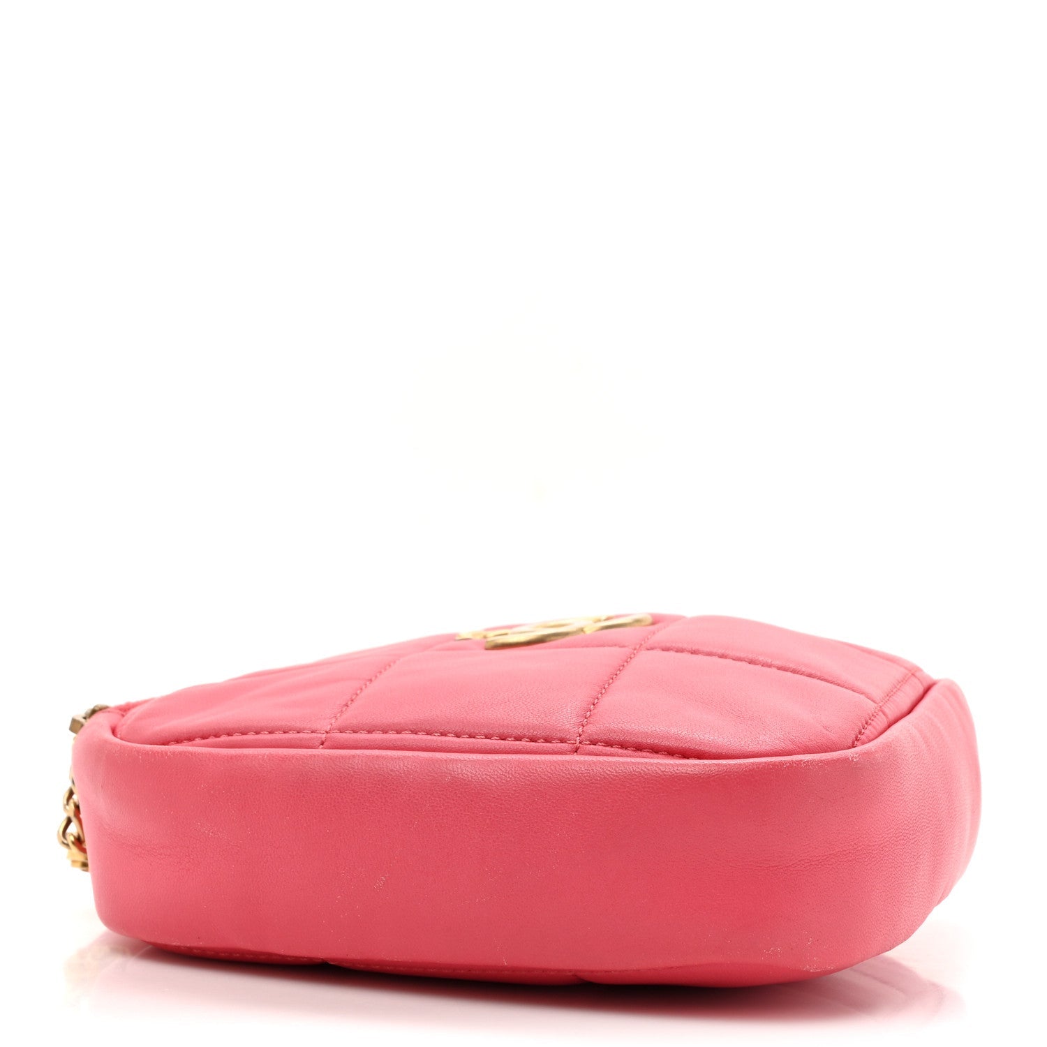 Lambskin Quilted Diamond Clutch With Chain Pink