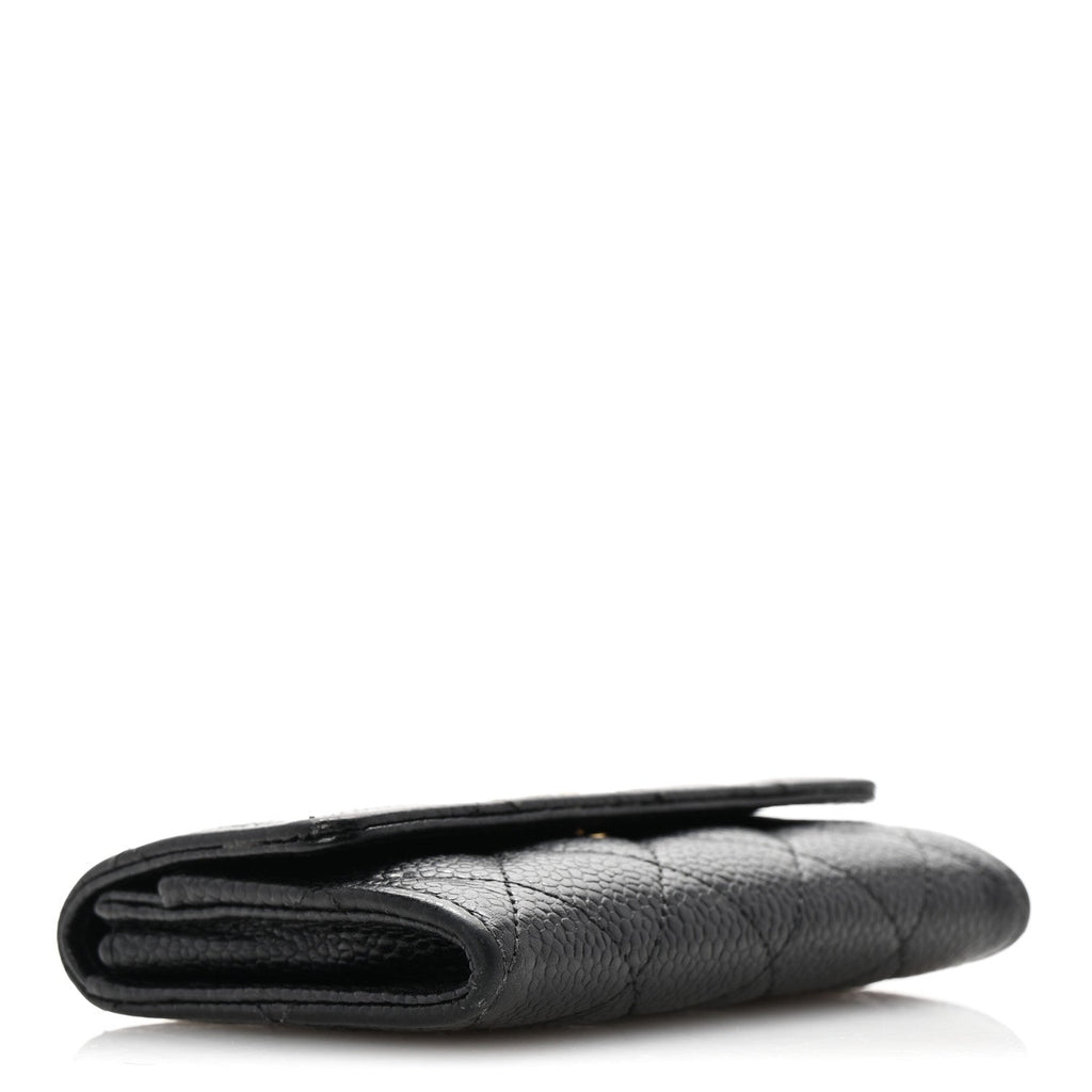 Caviar Quilted Flap  Holder Black