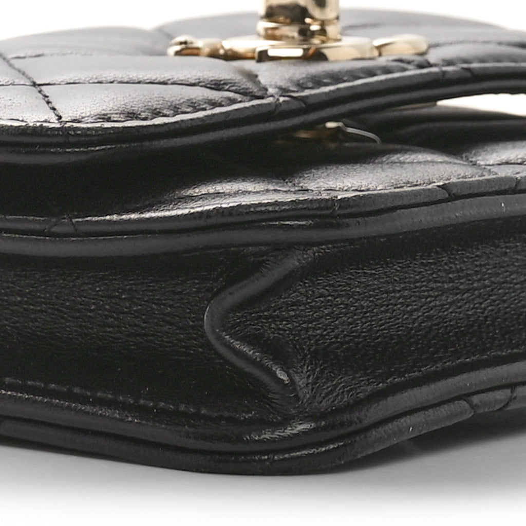 Lambskin Quilted Trendy CC  Holder On Chain Black