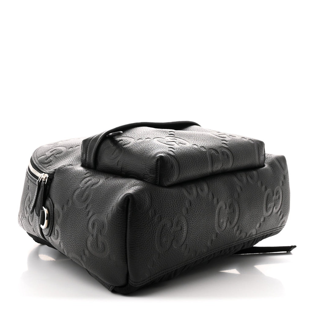 Calfskin Jumbo GG Embossed Medium Backpack Black